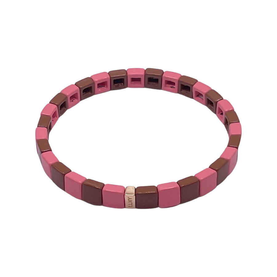 Pink and Brown Mini Checker Bracelet